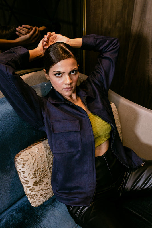 COBALT SUEDE JACKET